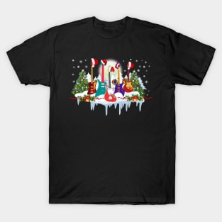 Guitar Santa Hat Christmas Tree Funny Music Loves Xmas Gift T-Shirt